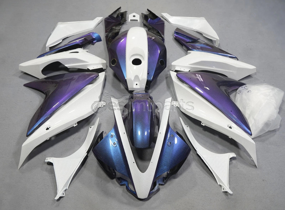Purple Blue Chameleon & White Carbon Fairing Kit For Yamaha YZF R125 2008-2018