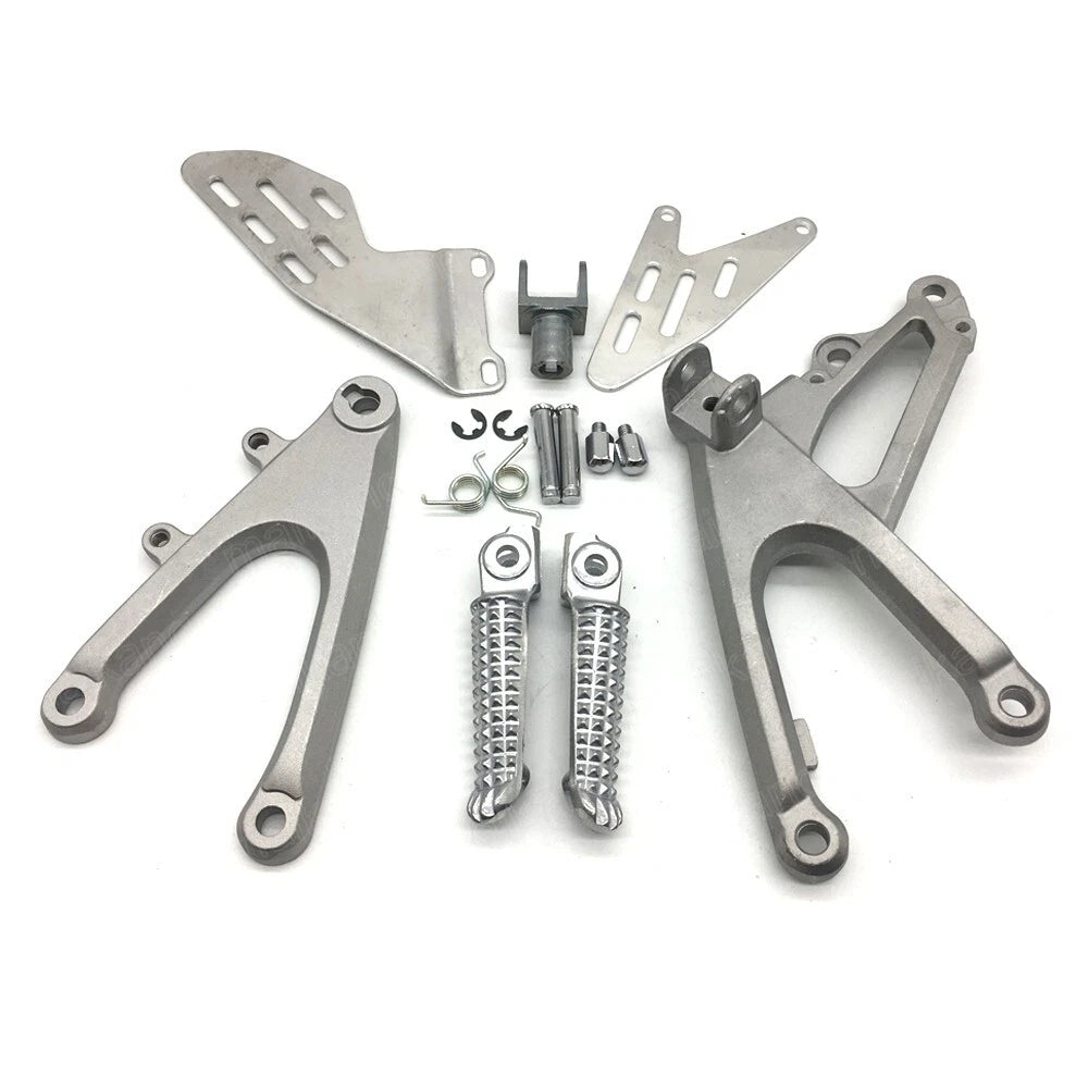 Motorbike Front Foot Pegs Bracket Kit Fit For Yamaha YZF R1 2007-2008 Silver