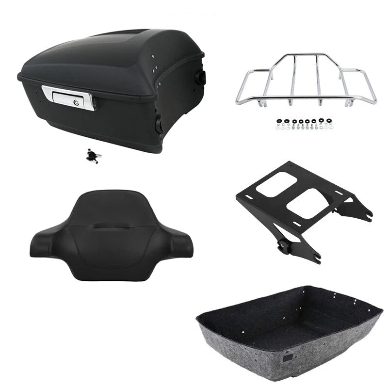 Matte King Trunk Backrest Rack Mount Fits For Harley Touring Street Glide 14-26