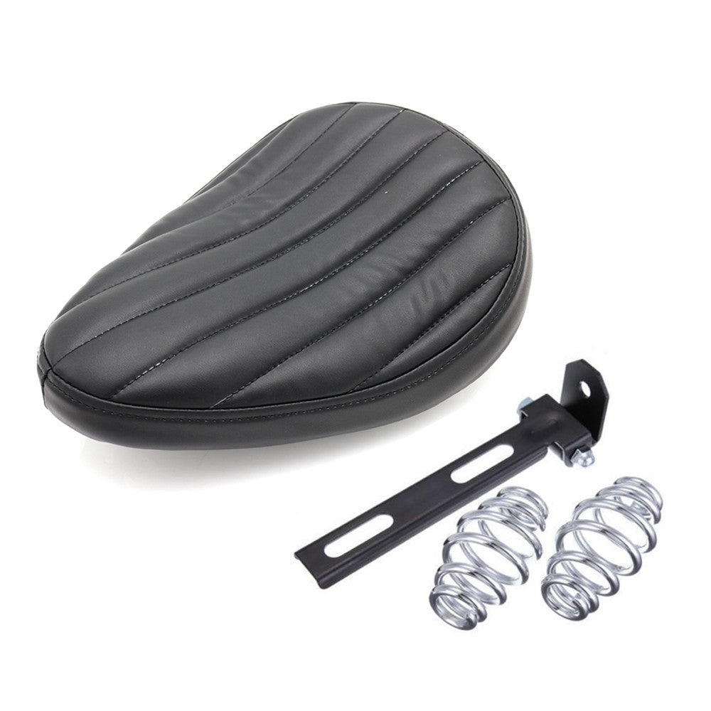 Black Tuk & Roll PU Leather Solo Seat Spring & Bracket For Harley Chopper Bobber