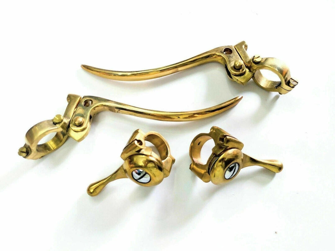 Universal Vintage /Classic Motorcycle Brass Lever Set + Choke Levers 7/8" Handle
