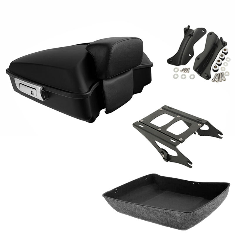 Matte Chopped Tour Trunk Backrest Mount Docking Fit For Harley Touring 2014-2026