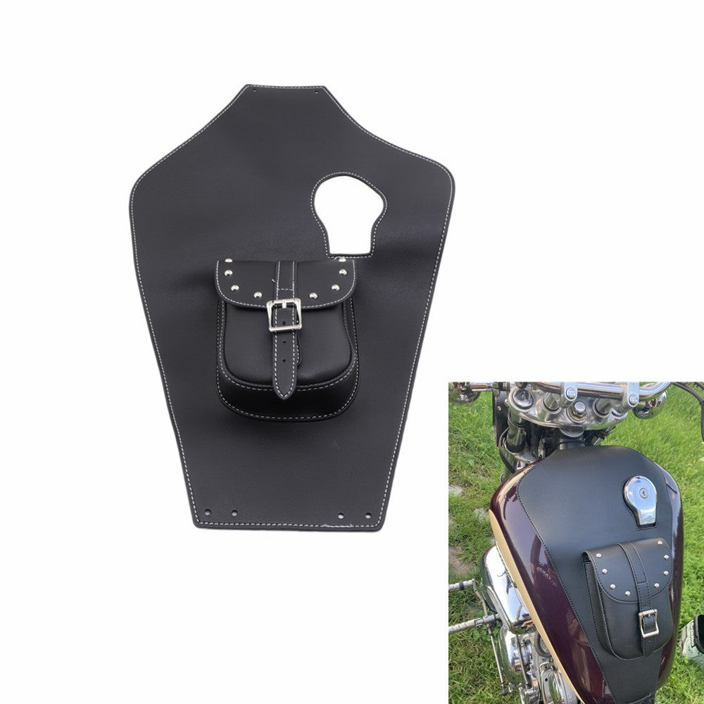 Motorcycle Black PU Leather Tank Cap Panel Bag For Yamaha Virago XV750 XV1100