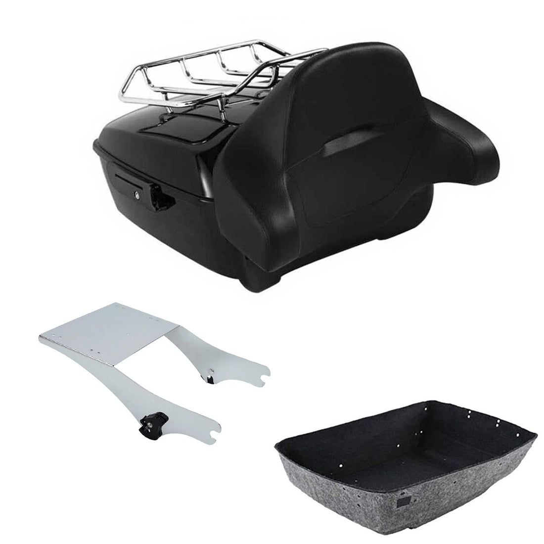 King Trunk Wrap Around Backrest Rack Mount Fit For Harley Touring models 97-2008