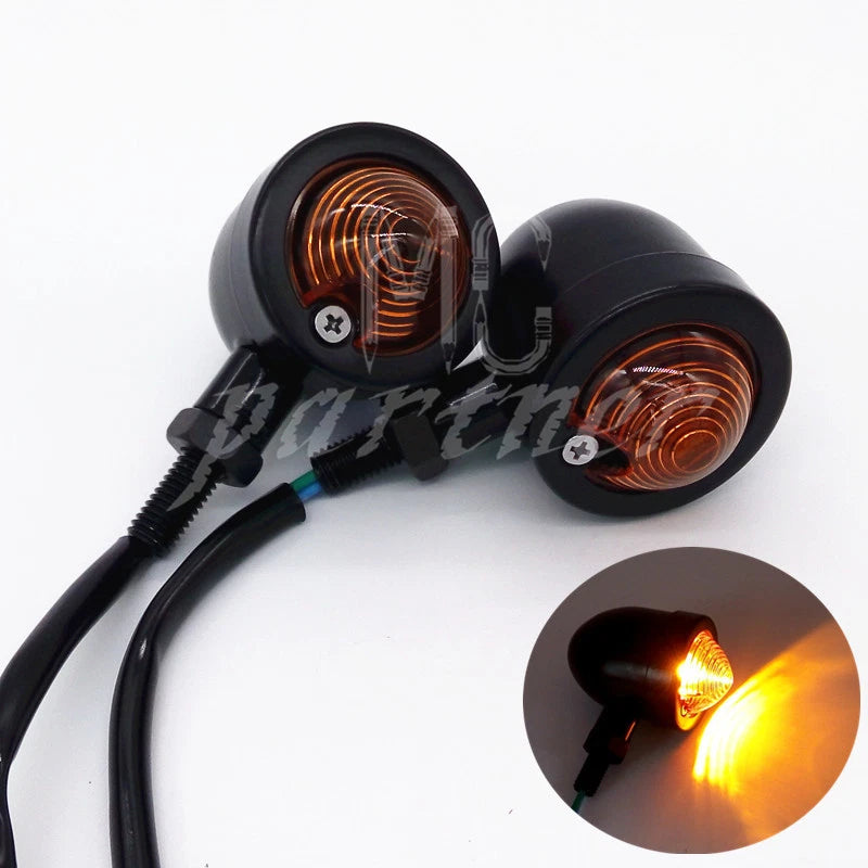 2X Black Bullet Heavy Motorcycle Turn Signals Bulb Indicators Blinkers Lights
