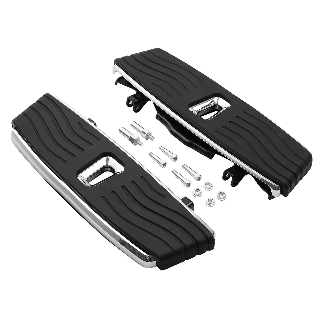 Chrome Rubber Driver Footboards Floorboards Fit For Harley Touring 1986-2025