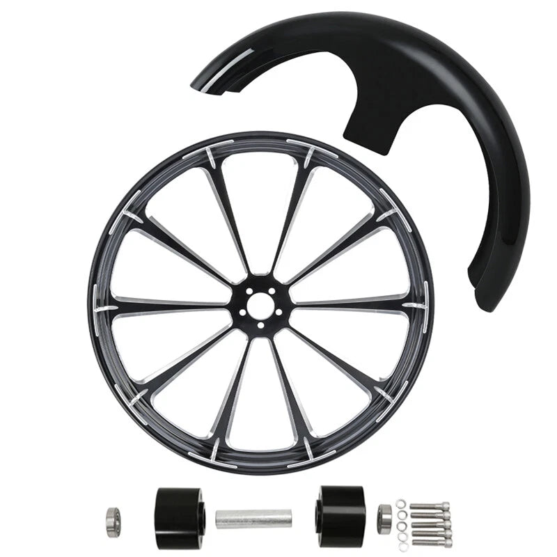 30" Front Wheel Rim & Hub Dual Disc Fender Fit For Harley Street Glide 2008-2024