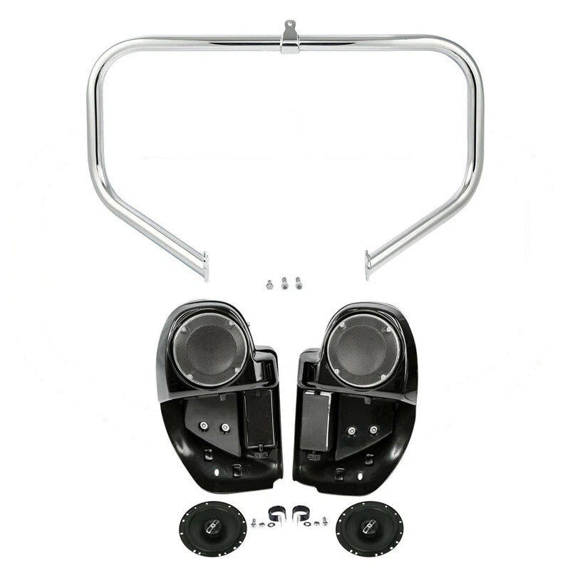 Lower Vented Fairing 6.5" Speaker Engine Guard Bar Fit For Harley Touring 14-23