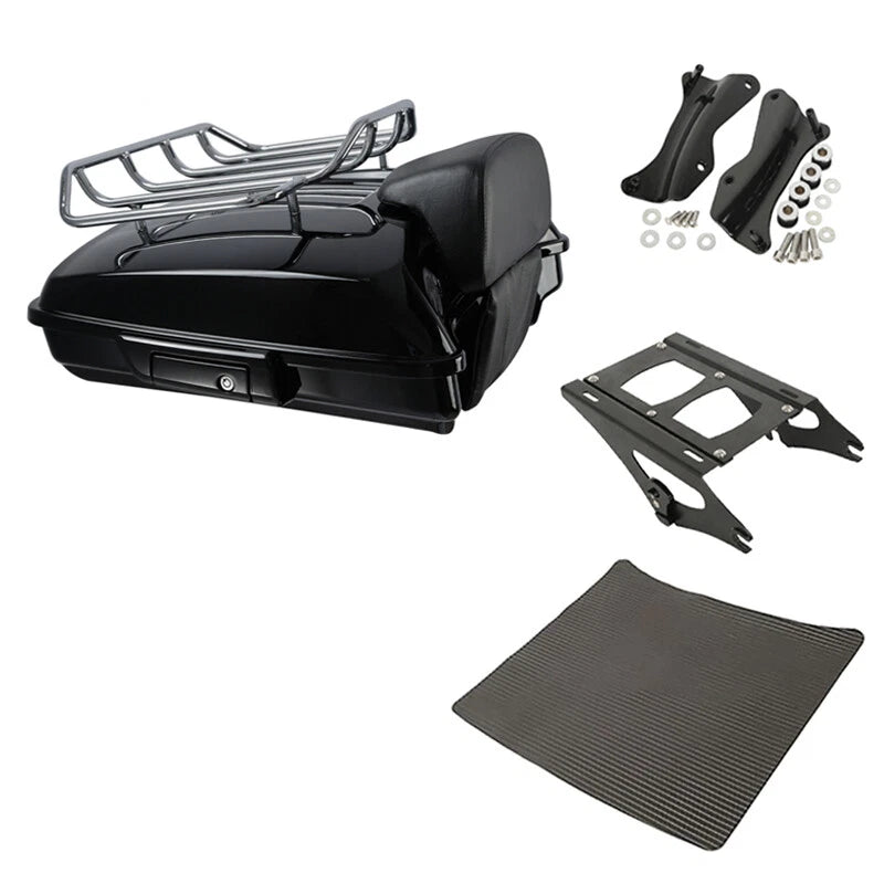 Black Razor Trunk Backrest Mount Rack Docking Kit Fit For Harley Touring 2014-26