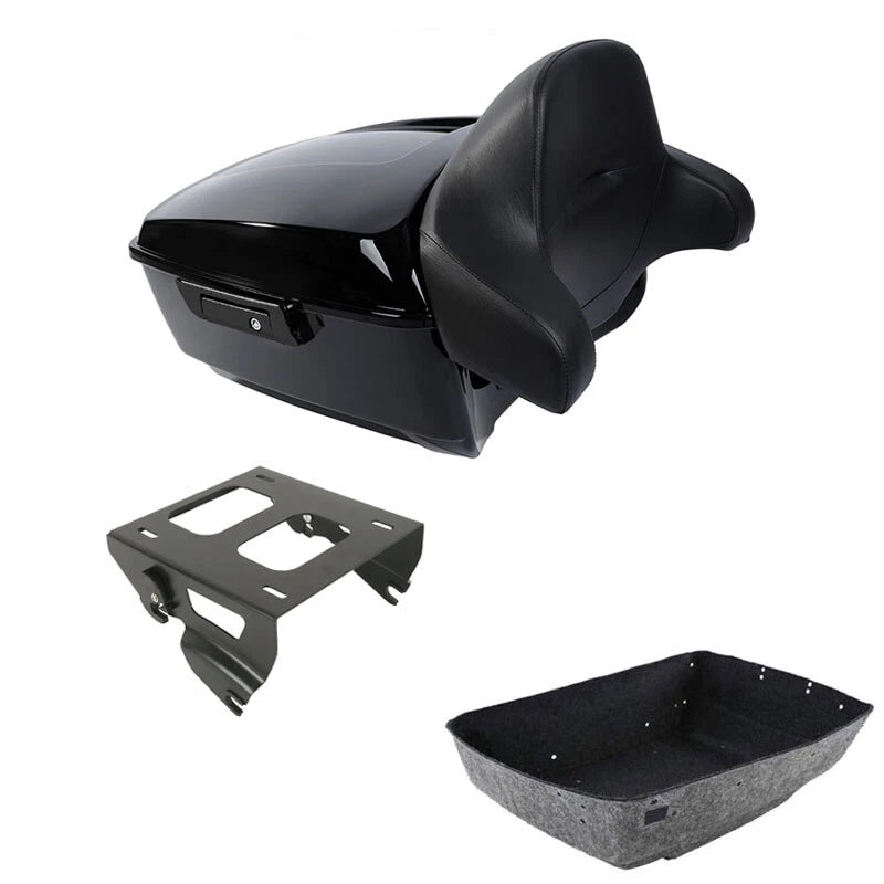 King Trunk Backrest Pad Solo Mount Rack Fit For Harley Touring Road Glide 14-26