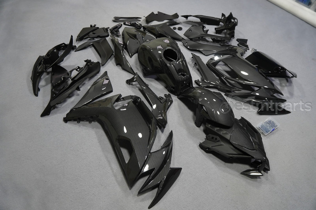 Fairing Kit+Tank Cover+Bolts for Kawasaki Ninja 650 2020-2026 Black Carbon Fiber