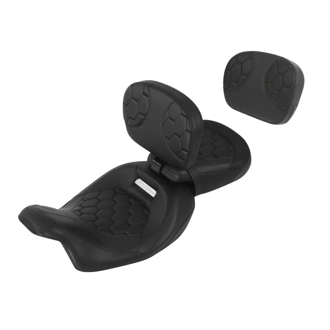 Black Driver Passenger Seats & Backrest Pad Fit For Harley Road King Glide 09-23
