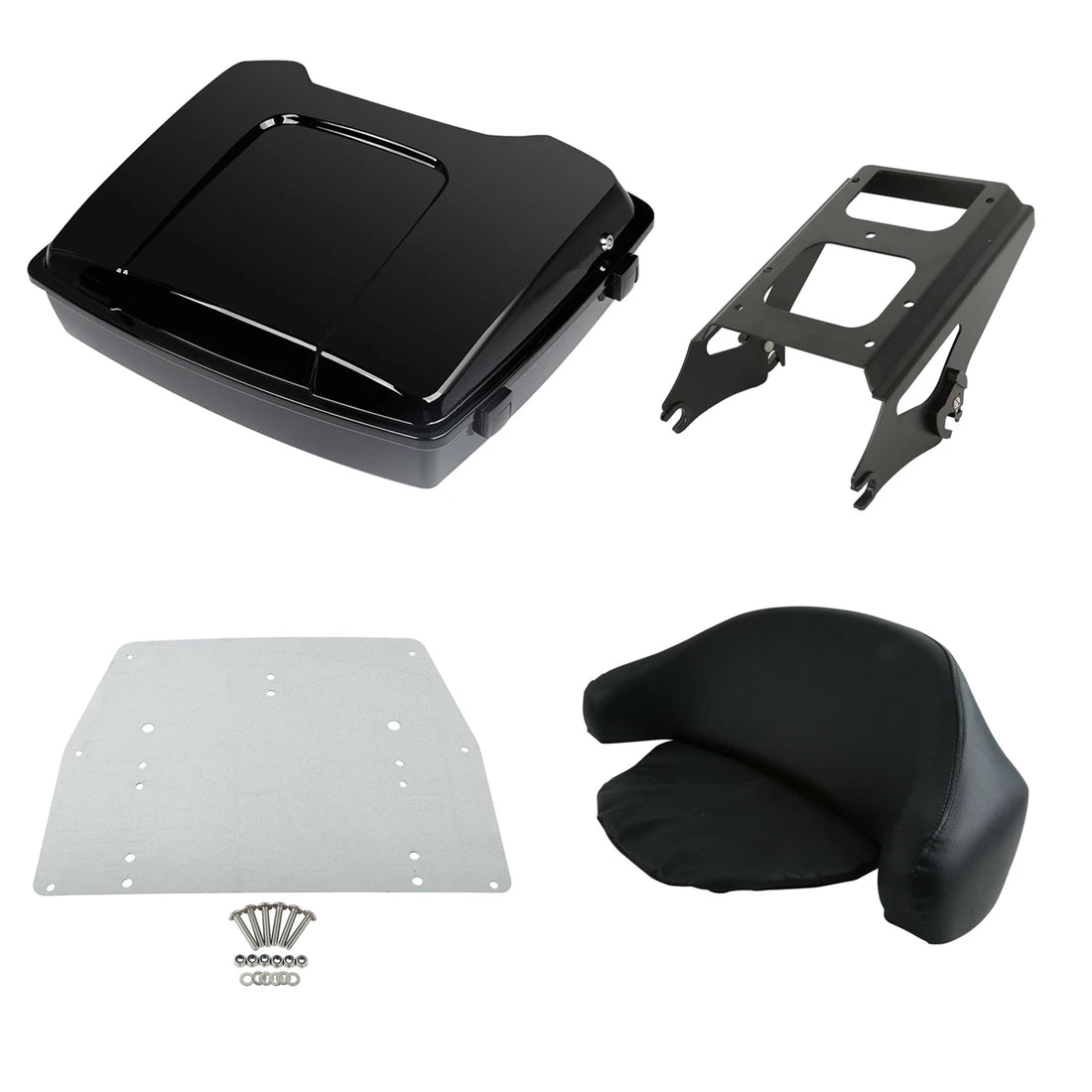 Black Razor Trunk Backrest Rack Plate Fit For Harley Road Glide King 2009-2013