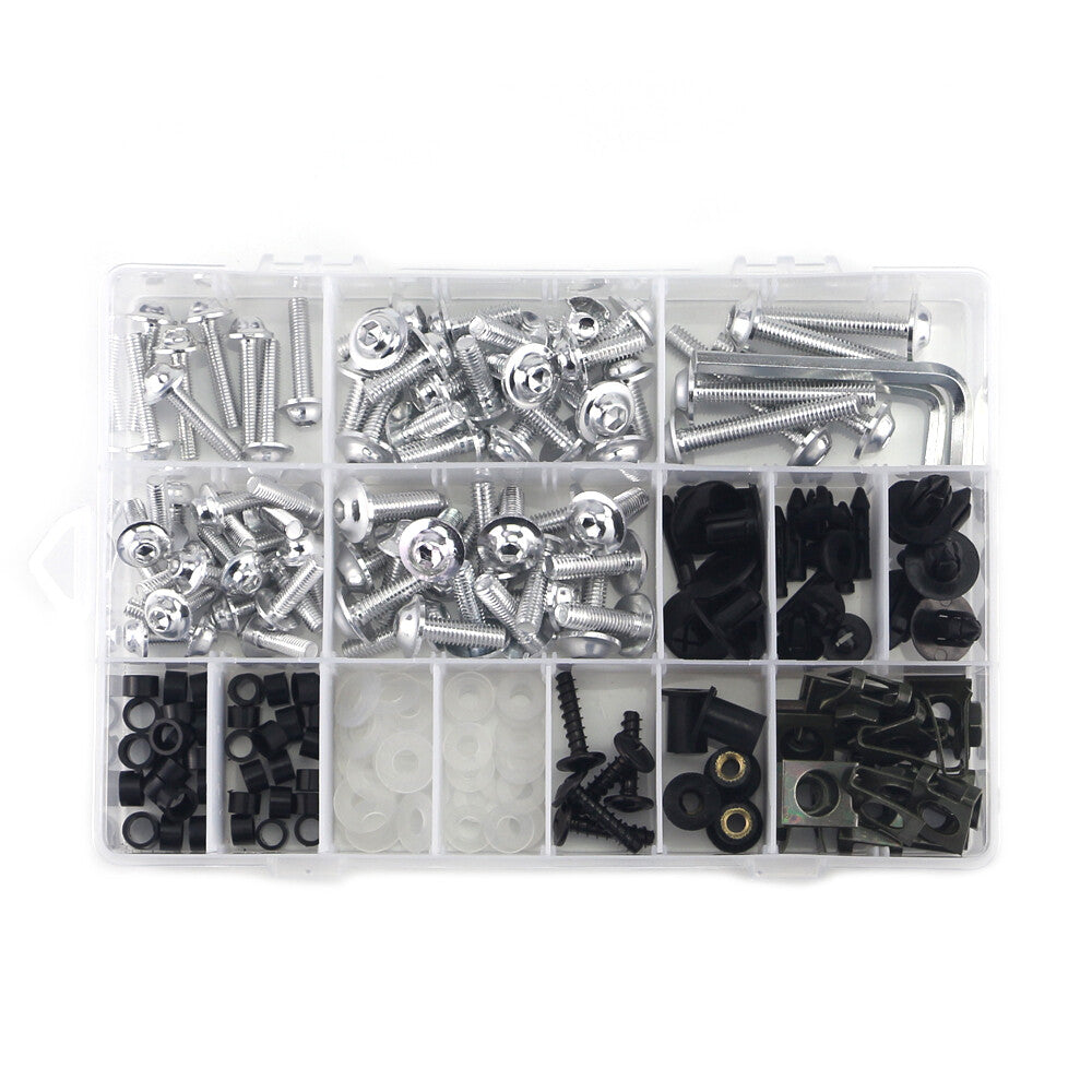 Motorcycle Sportbike Fairing Body Kit Bolts Fastener Clips Screws Silver