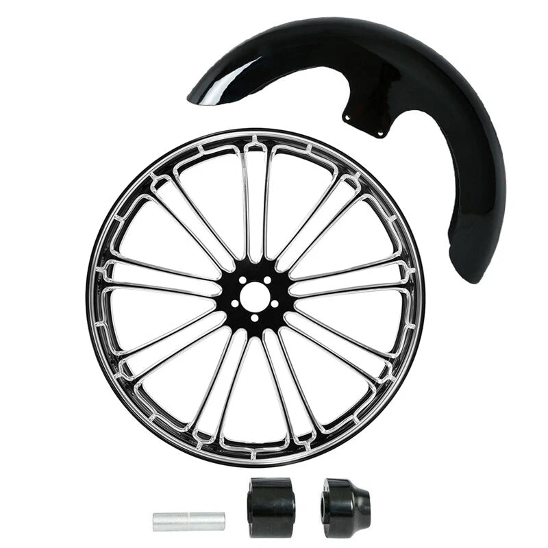 23" 3.5" Front Wheel Rim Single Disc Hub Fender Fit For Harley Road Glide 08-25
