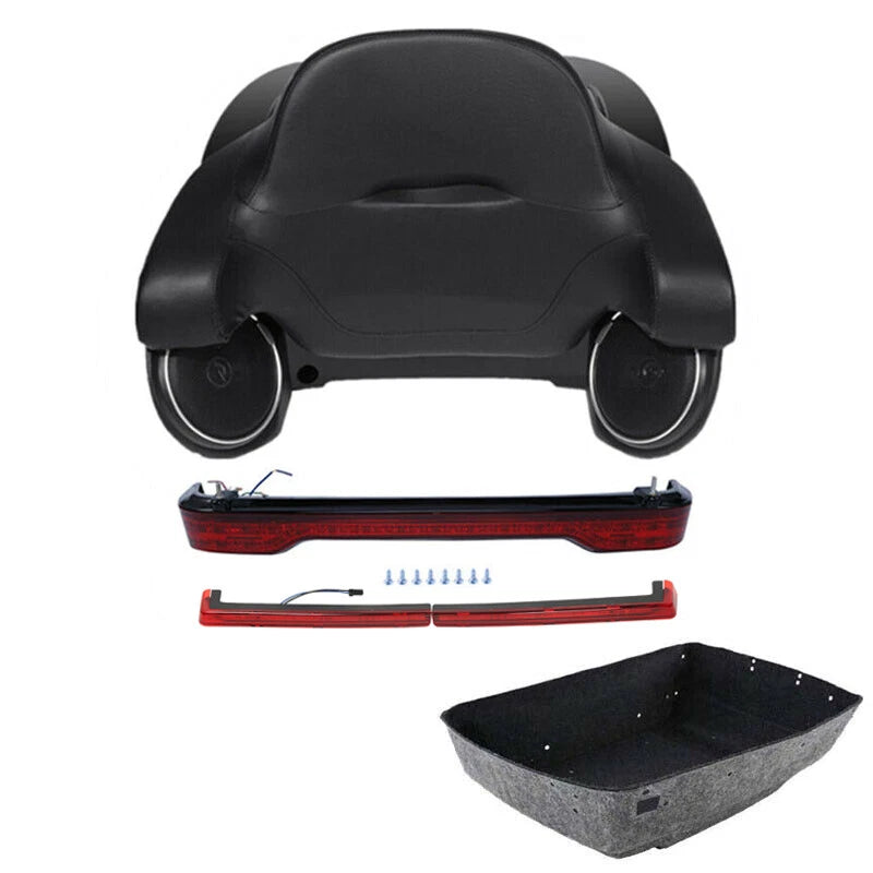 King Trunk Pad Speaker Light Marker Fit For Harley Touring Cvo Road Glide 14-26