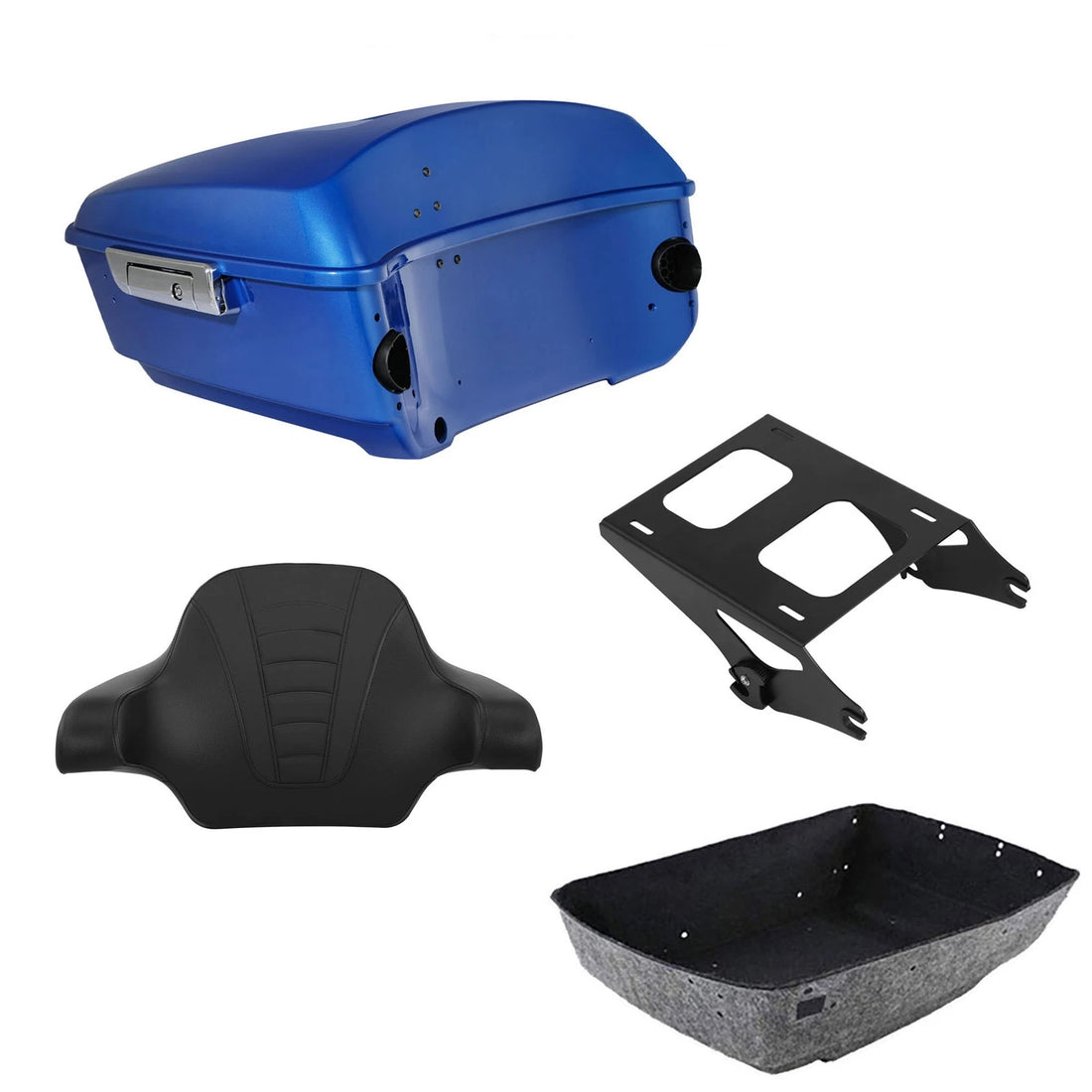 King Trunk Backrest Pad Mount Fit For Harley Street Glide 2014-26 Electric Blue