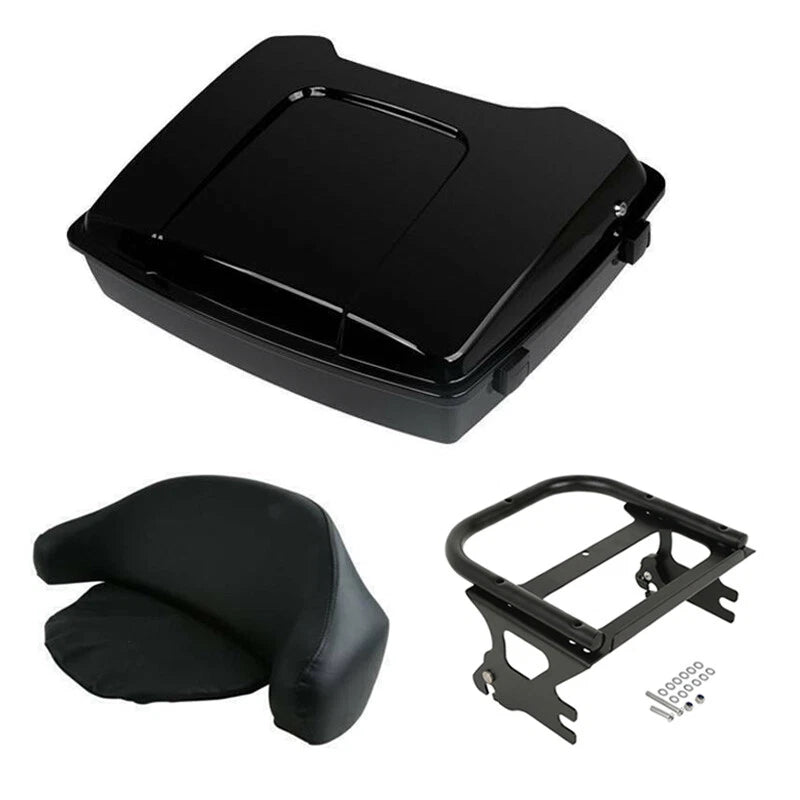 Black Razor Trunk Backrest Mount Rack Fit For Harley Touring Road King 1997-2008