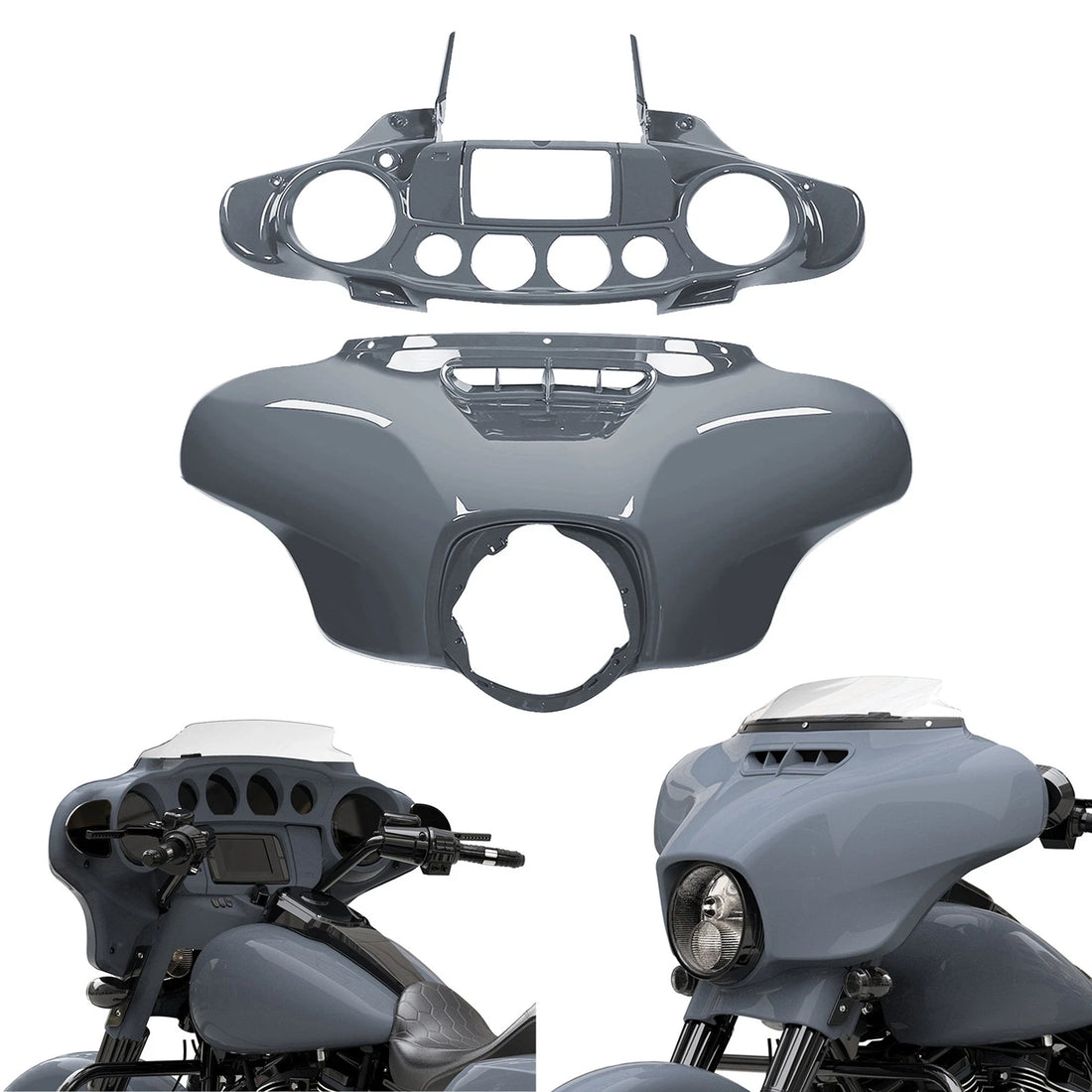 ABS Front Inner Outer Fairing Fit For Harley Street Glide 14-23 Gunship Gray