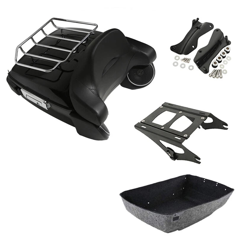 King Trunk Backrest Light Rack Speaker Mount Dock Fit For Harley Touring 2014-26