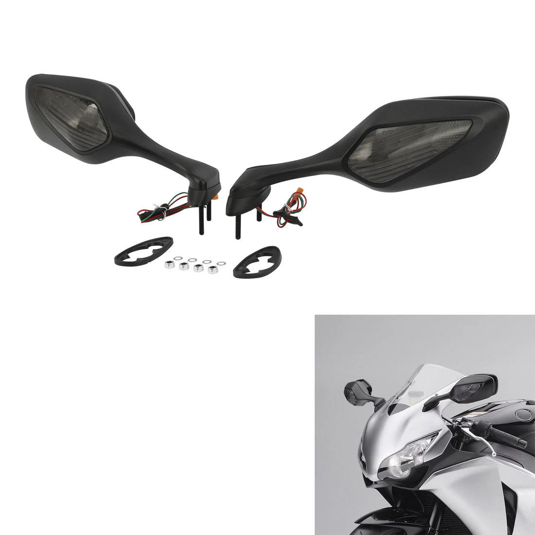 Rearview Mirrors w/ LED Turn Signals Fit For Honda CBR1000RR 2008-2016