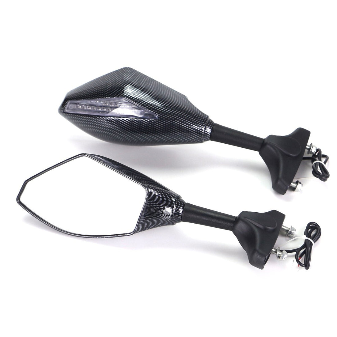 Rearview Mirrors With LED Turn Signal Light For Suzuki Yamaha Honda Kawasaki