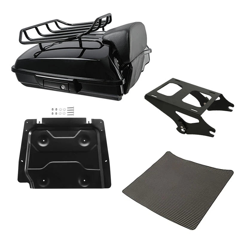 Black Razor Trunk Backrest Mount Base Plate Fit For Harley Touring Models 14-26