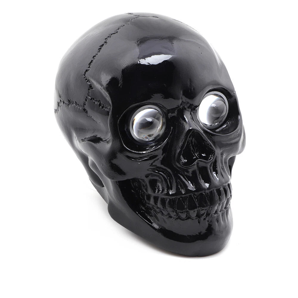 Custom Motorcycle Black LED Retro Skull Headlight Head Lamp For Harley Yamaha