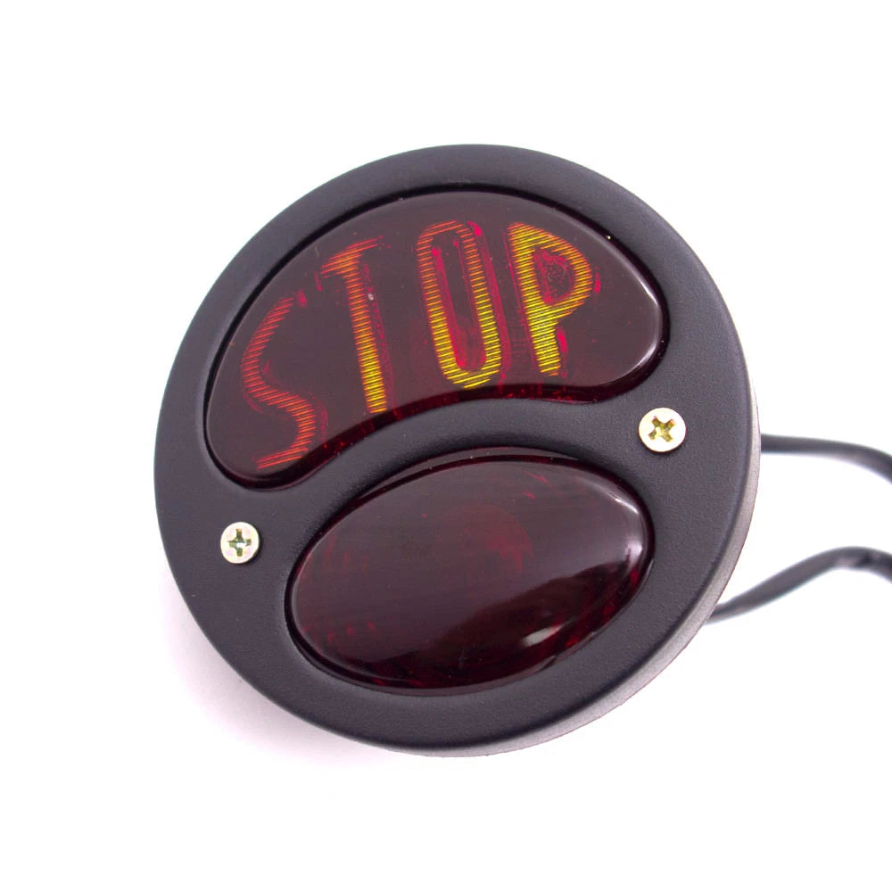 Motorcycle Vintage Black Metal Stop Round Tail Brake Light For Harley Cafe Racer