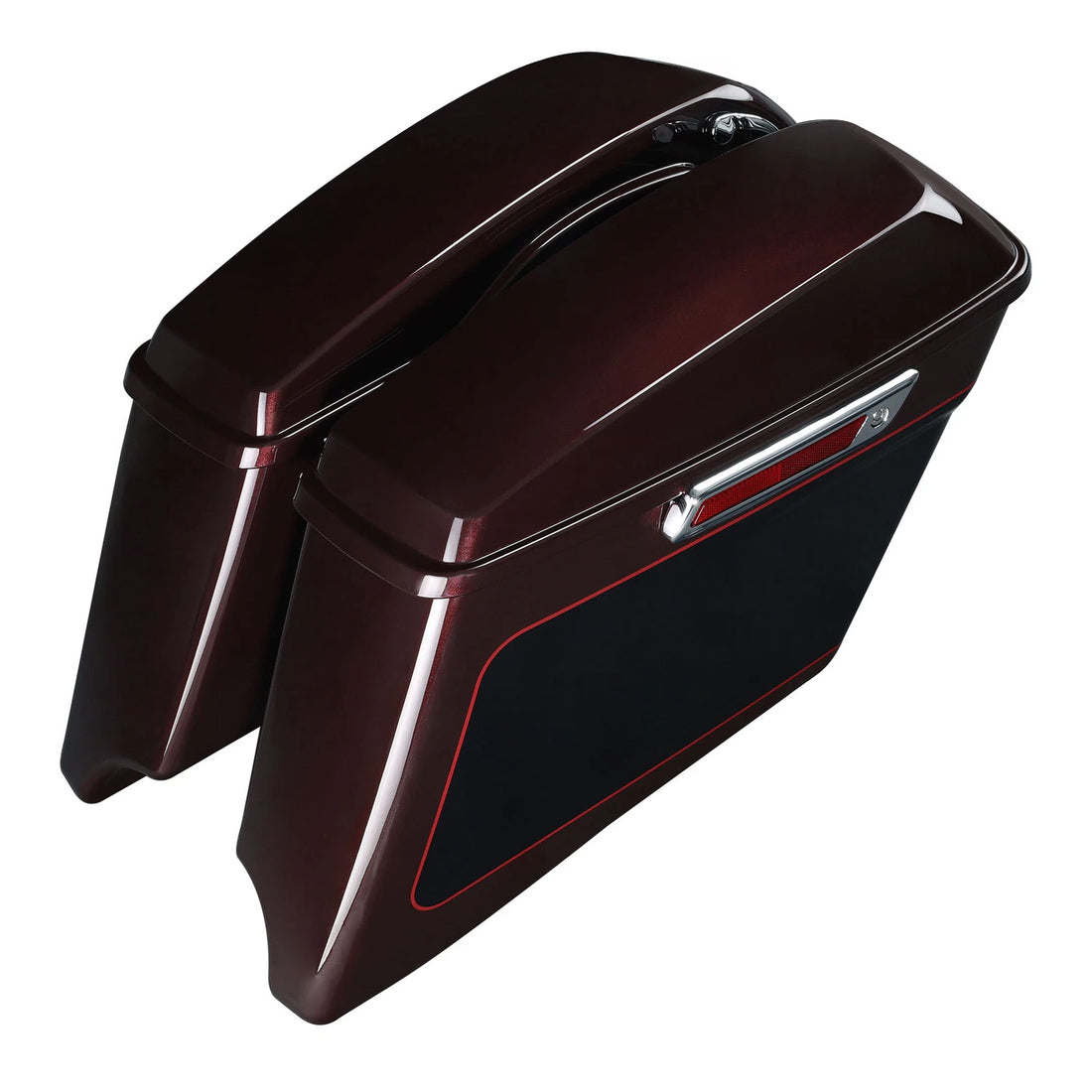 4" Stretched Saddlebag Fit For Harley Touring 14-Up Midnight Crimson/Vivid Black
