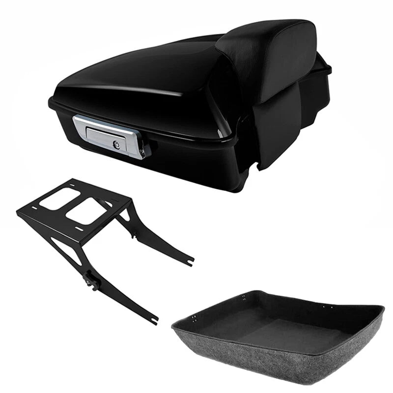 Chopped Trunk Backrest Two Up Mounting Rack Fit For Harley Fatboy 2008-2017