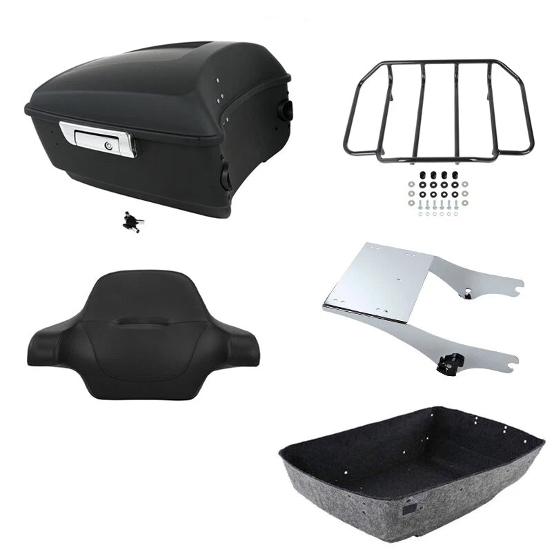 Matte King Trunk Backrest Rack Mount Fit For Harley Touring 97-08