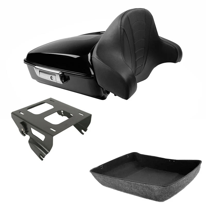 Black Chopped Trunk Backrest Solo Mount Fit For Harley Touring Road King 14-2026