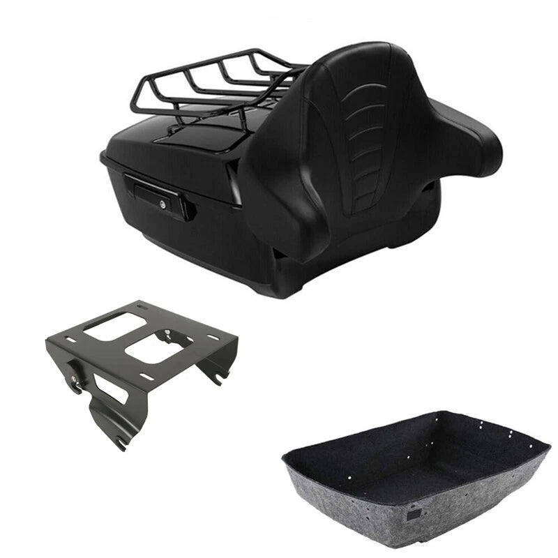 King Trunk Backrest Luggage Solo Mount Rack Fit For Harley Street Glide 2014-26