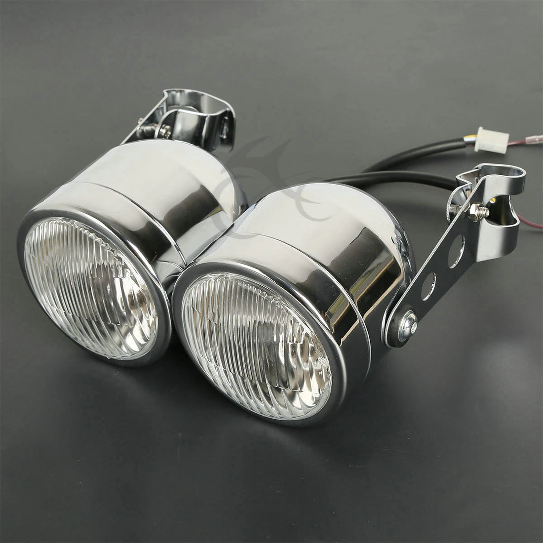 Chrome Twin Dual Front Headlight Bracket Fit For Sport Dirt Bike Street Fighter
