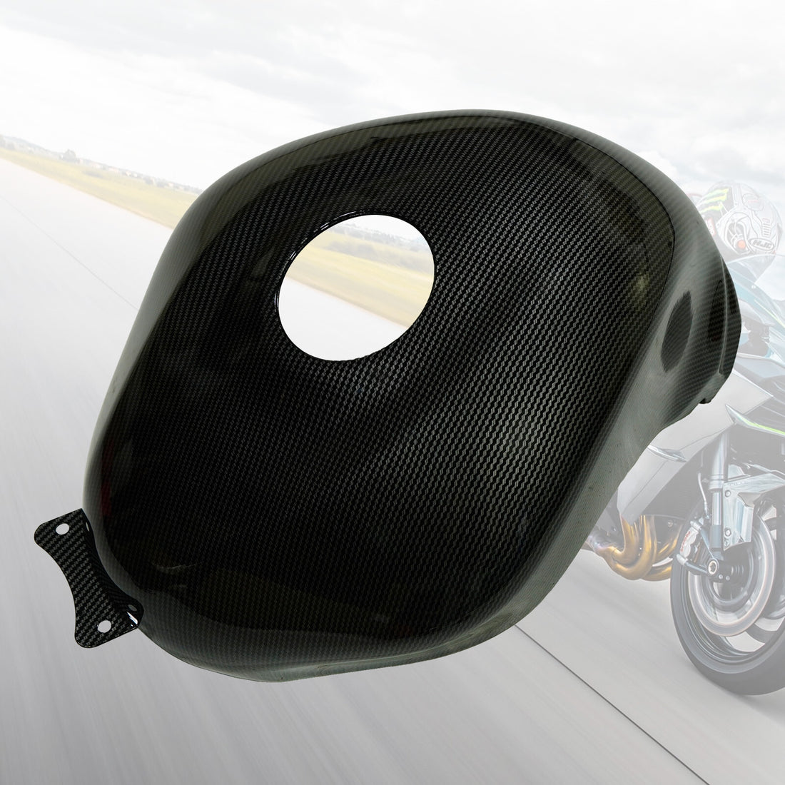 Fit Kawasaki Ninja ZX6R 2007 2008 Black Carbon Fiber Fuel Gas Tank Cover Fairing