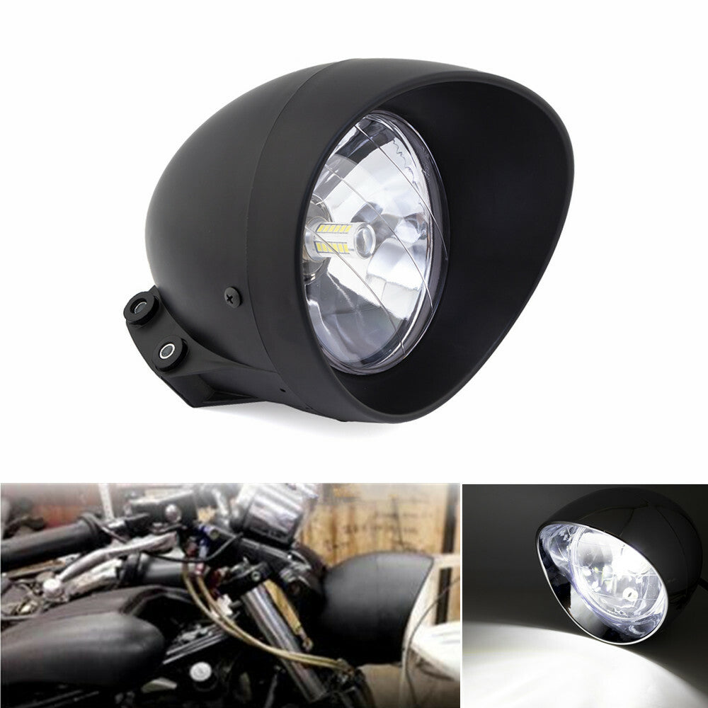 LED Black Bullet Headlight For Harley Cruise Chopper Honda Steed Shadow Custom