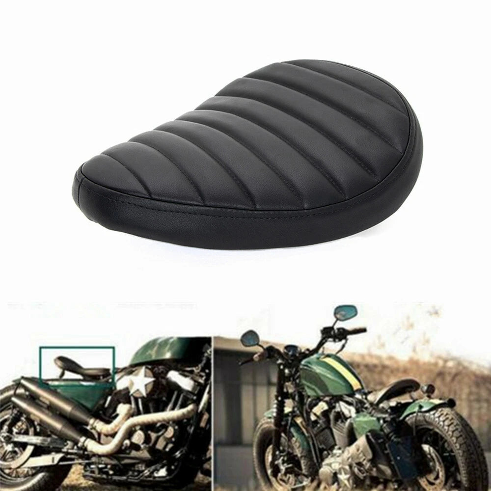 Black PU Leather Solo Driver Seat Spring Bracket For Harley Chopper Custom SX650