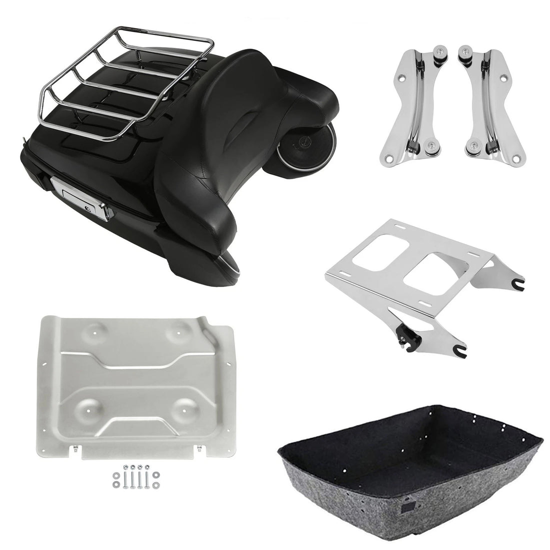 King Trunk Pad Rack Speakers LED Light Mount Plate Fit For Harley Touring 14-Up