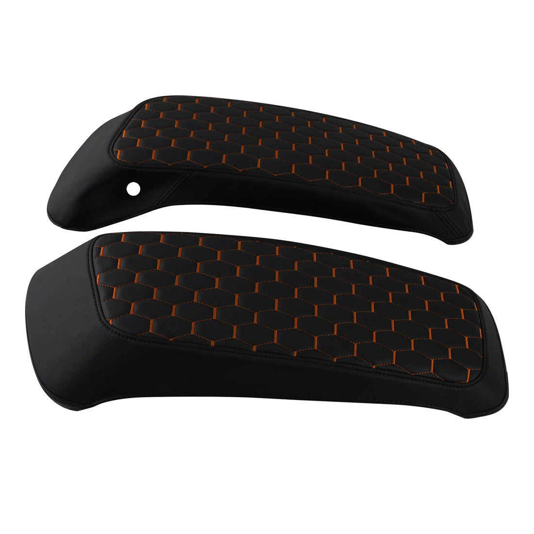 Saddlebag Lids Covers Fit For Harley Touring 2014-2023 Black w/ Orange Stitching