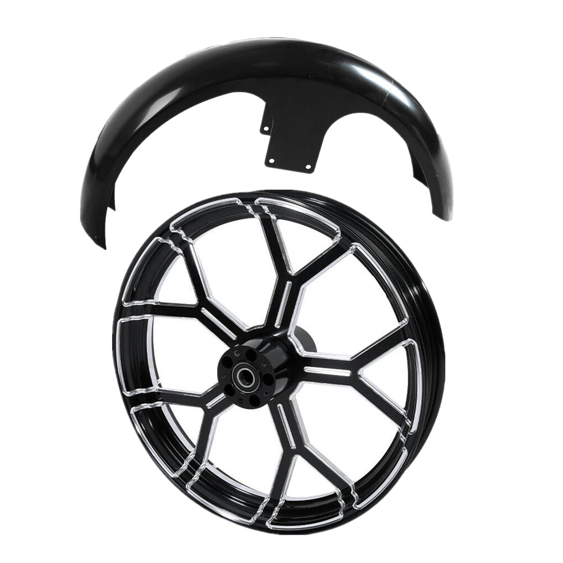 26" Front Wheel Rim Dual Disc Hub & Fender Fit For Harley Touring Glide 97-13 12
