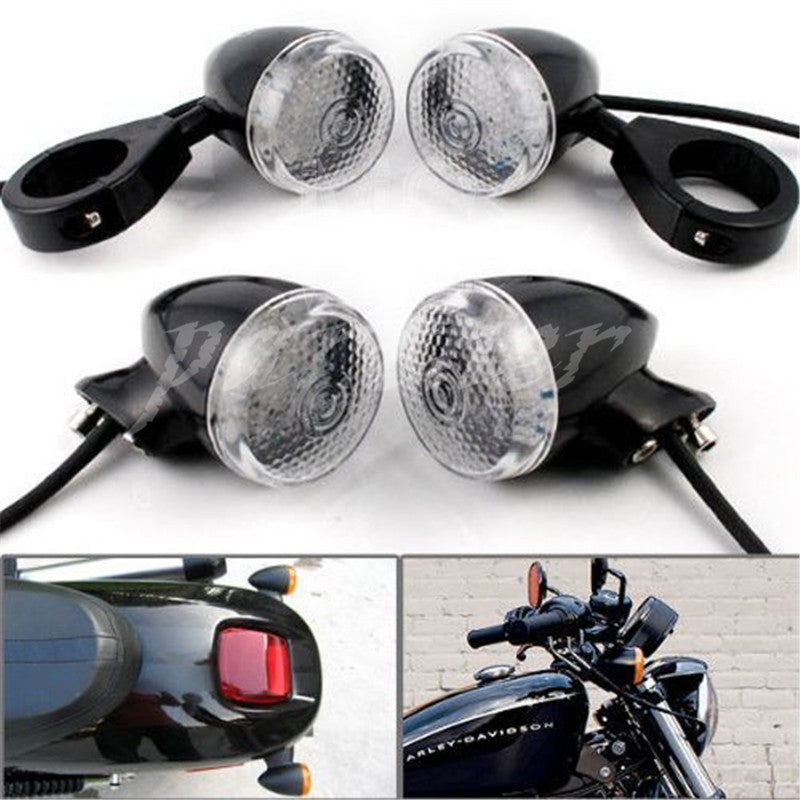 Black Bullet Front Rear Turn Signal Light 41mm Relocation Fork Clamp For Harley