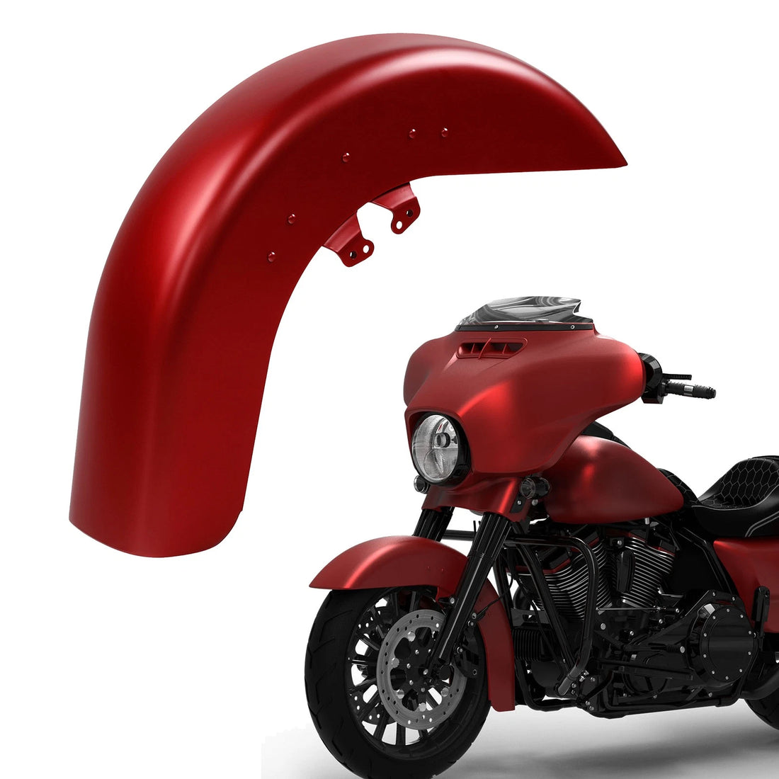 Fit For Harley Touring Street Glide 2014-2023 Wicked Red Denim Front Fender