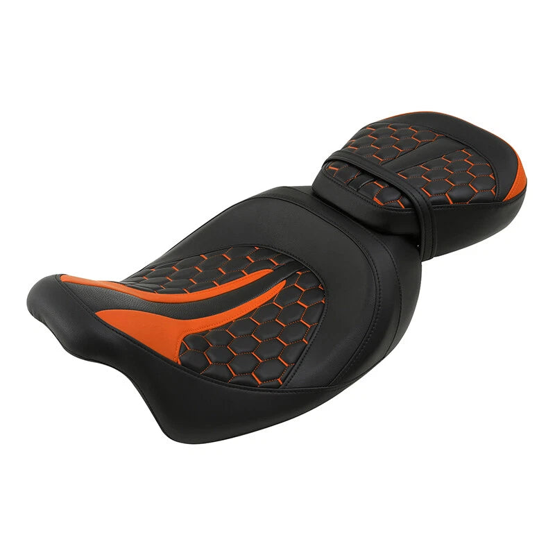 Black Orange Rider & Passenger Seats Fit For Harley Touring Street Glide 09-2023