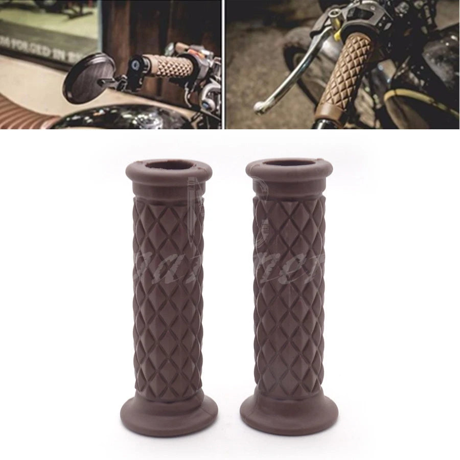 7/8'' 22mm Retro Rubber Handlebar Hand Grip For Cafe Racer Bobber Custom Moto