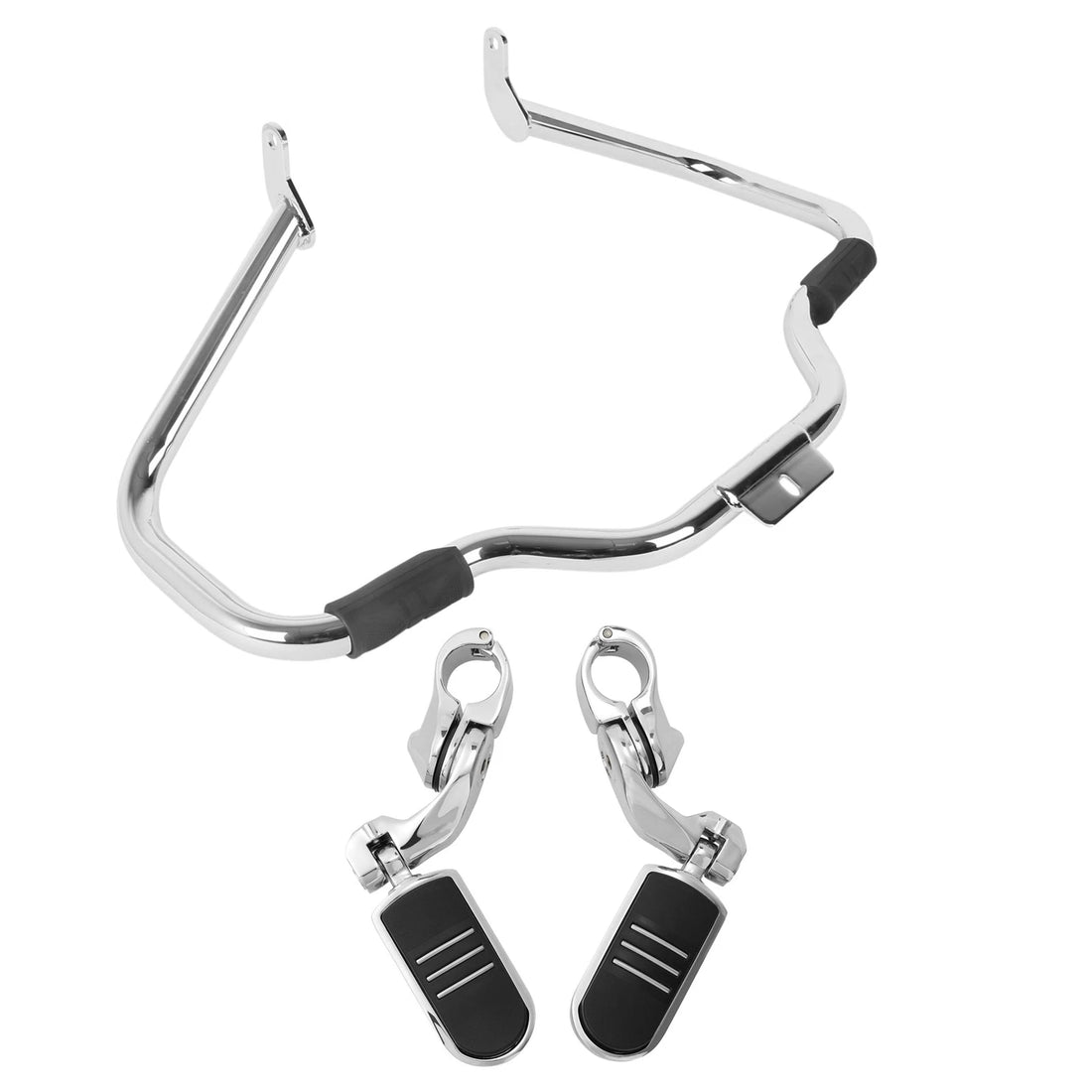 Chrome Mustache Engine Guard Bar Footpegs Fit For Harley Softail Fatboy 00-17