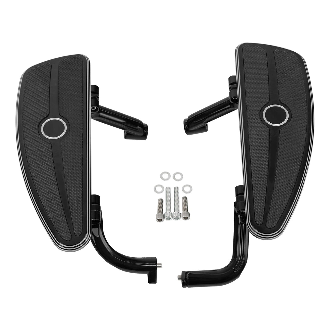 Black Half-Shield Rider Footboard Mount Bracket Fit For Harley Touring 2014-2024