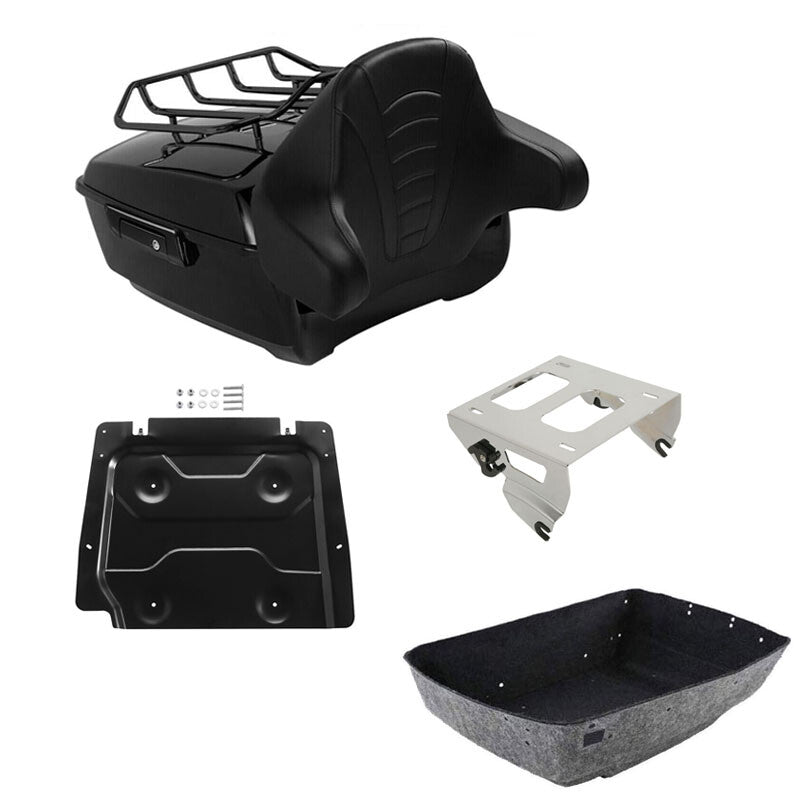 King Trunk Backrest Solo Mount Rack Plate Fit For Harley Street Road Glide 14-26