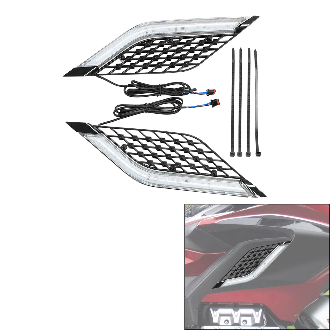 LED Radiator Grill Panels Light Lamp Fit For Honda Goldwing GL1800 2018-Up