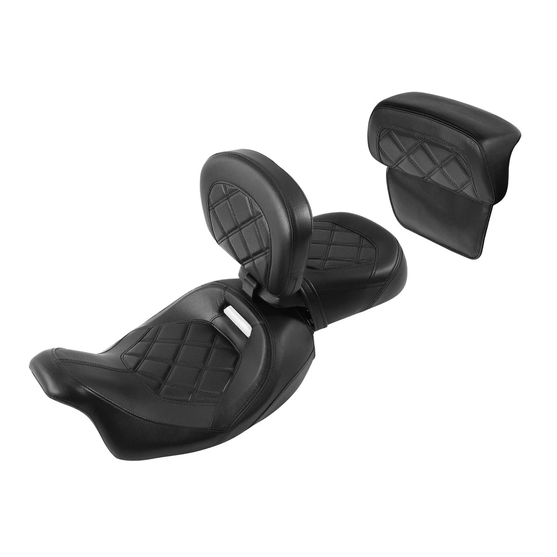 Black Driver Passenger Seat W/ Backrest Fit For Harley Road King 2014-2023